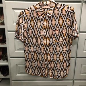 Tory Burch size 10 Alana diamond-print-cotton top